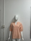 Camisa de chiffon de manga curta de verão, nova camisa com decote em V, roupa casual feminina versátil