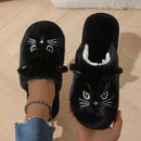 Pantufas femininas de pelúcia com estampa de gato