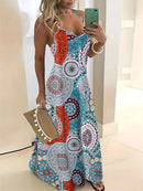 Vestido Nova moda sem mangas casual longo retrô 3D com textura confortável vestido respirável