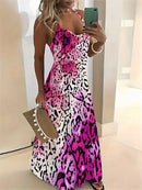 Vestido Nova moda sem mangas casual longo retrô 3D com textura confortável vestido respirável