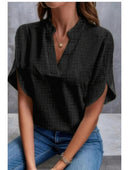 Camisa de chiffon de manga curta de verão, nova camisa com decote em V, roupa casual feminina versátil